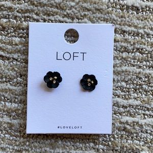 LOFT Black Floral Stud Earring